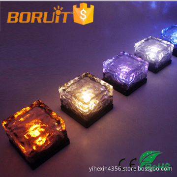 Waterproof Solar Powered Crystal Glass Ice Brick Buried Light for Outdoor Yard Garden